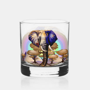 African Elephant Surreal Portrait  Whiskey Glass