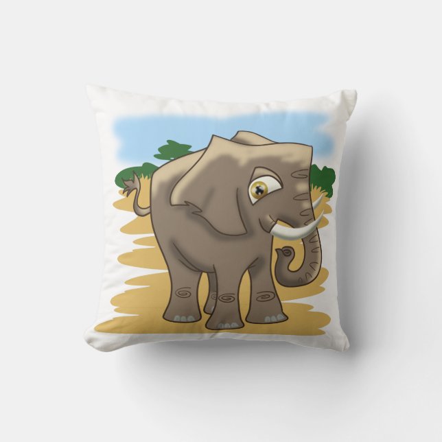 African Elephant Throw Pillow (Front)
