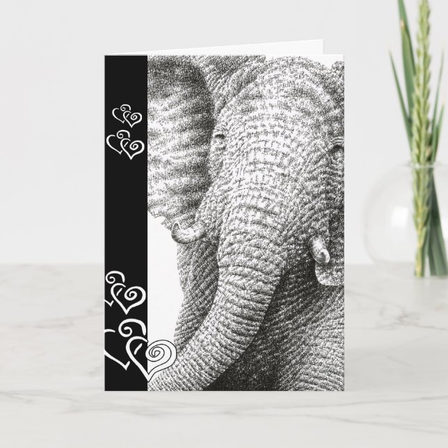 African Elephant Valentine Card (Front)
