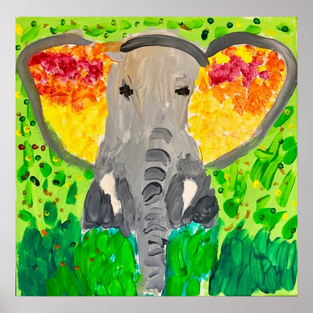 African elephant watercolour poster (Front)