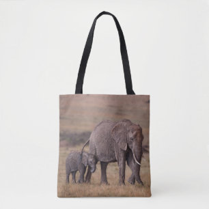 African Elephant with Baby Tote Bag