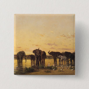 African Elephants 15 Cm Square Badge