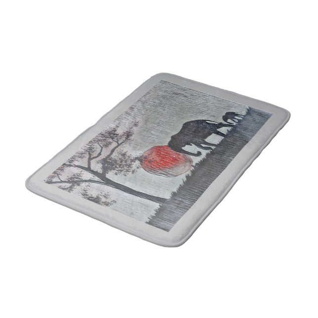 African Elephants Bath Mat (Angled)