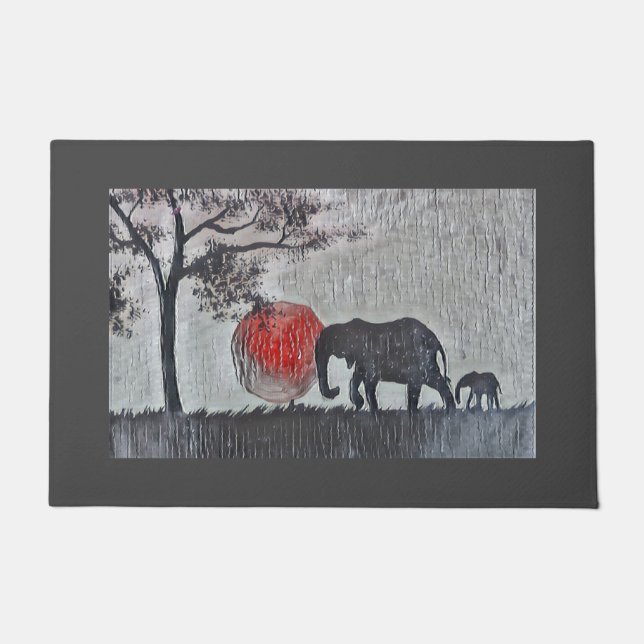 African Elephants Door Mat (Front)
