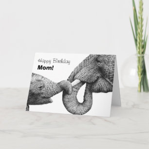 African Elephants Happy Birthday Mum Card