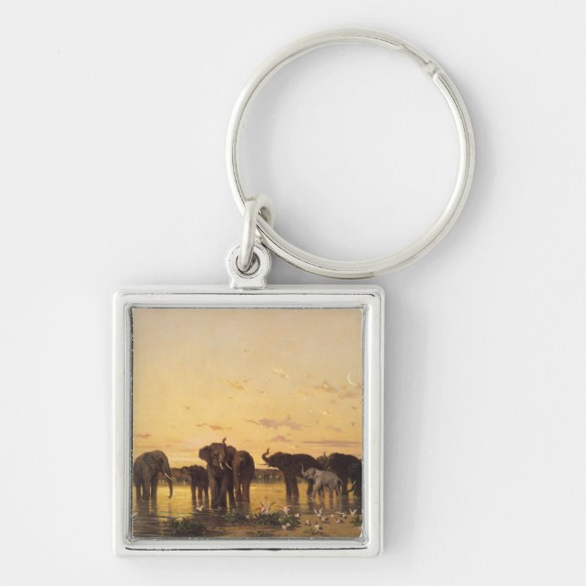 African Elephants Key Ring (Front)
