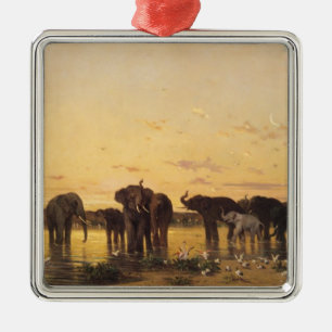 African Elephants Metal Tree Decoration