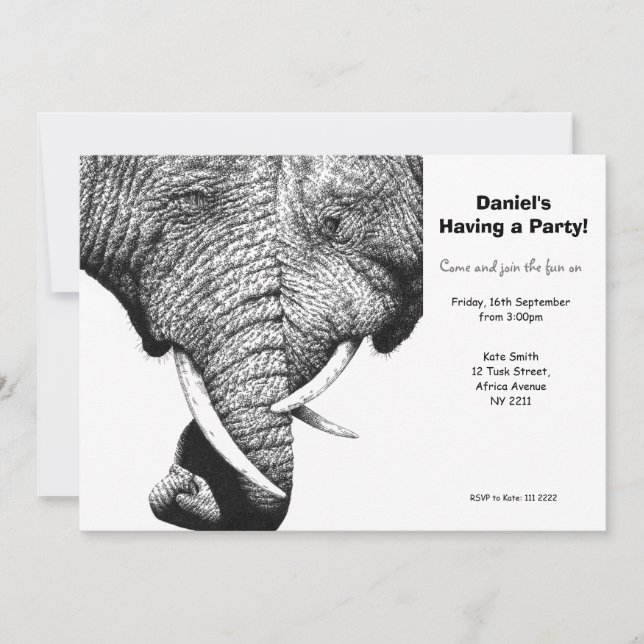 African Elephants Party Invitation (Front)