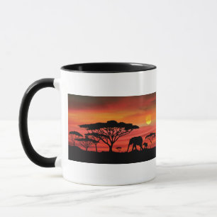 African Elephants Sunset Mug
