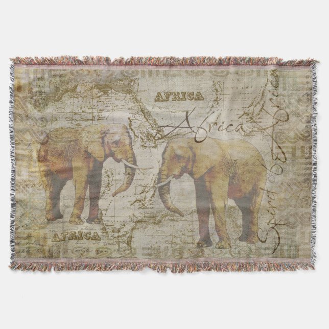 African Elephants Throw Blanket (Front)