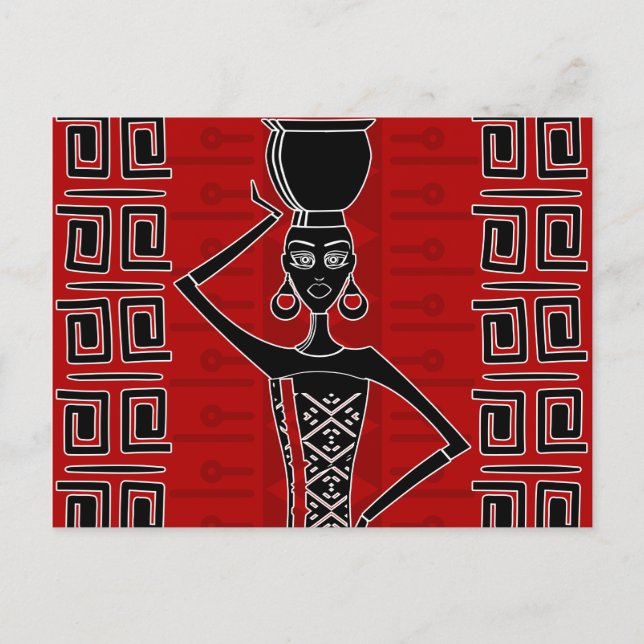 African Ethic Ornament Black and red N1 Postcard (Front)