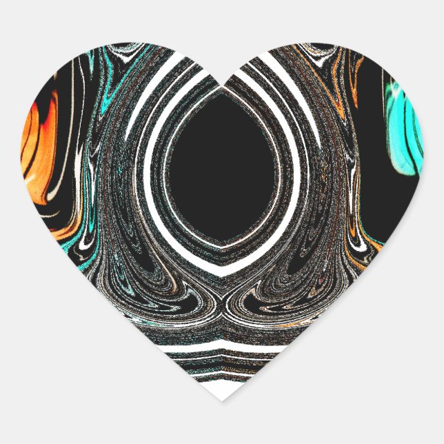 African Ethnic Doodle Zebra textured Art Print Heart Sticker (Front)