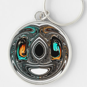 African Ethnic Doodle Zebra textured Art Print Key Ring