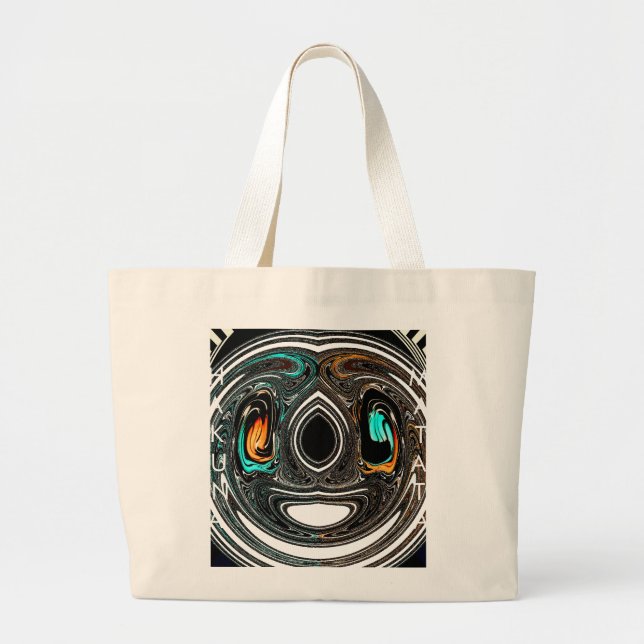 African Ethnic Doodle Zebra textured Art Print Large Tote Bag (Front)