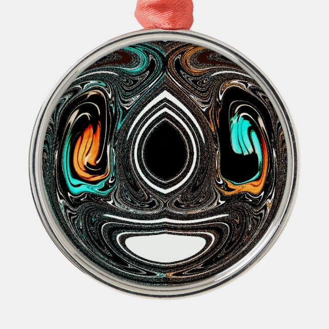 African Ethnic Doodle Zebra textured Art Print Metal Tree Decoration (Front)