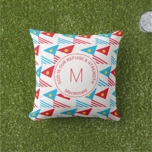 African Ethnic Geometric Triangles Monogram Cushion