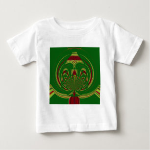 African Ethnic Green Floral Motif Pattern Design Baby T-Shirt