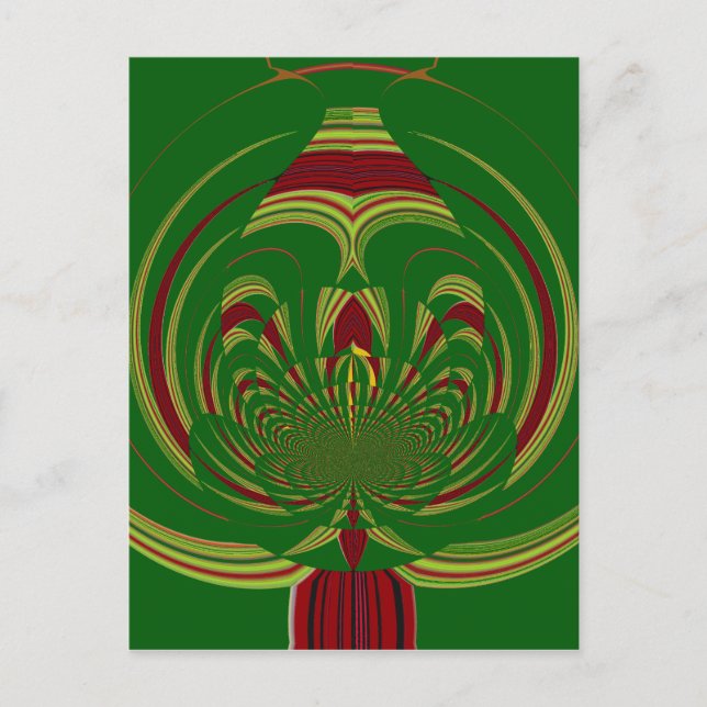 African Ethnic Green Floral Motif Pattern Design Postcard (Front)