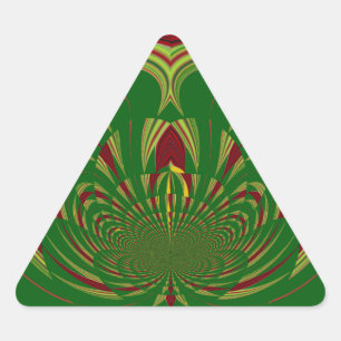 African Ethnic Green Floral Motif Pattern Design Triangle Sticker