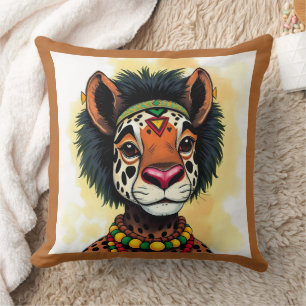 african ethnic Kwanzaa Wild Animals in Disguise Cushion
