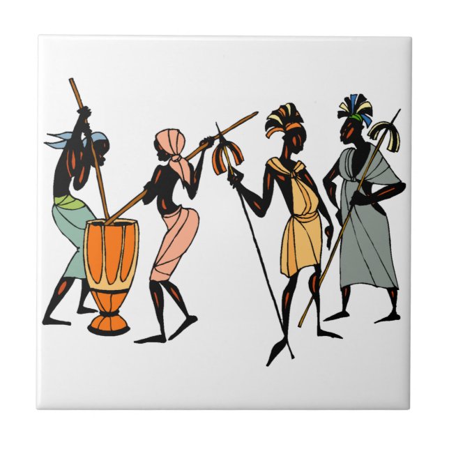 African Ethnic Native tribal design Tile (Front)
