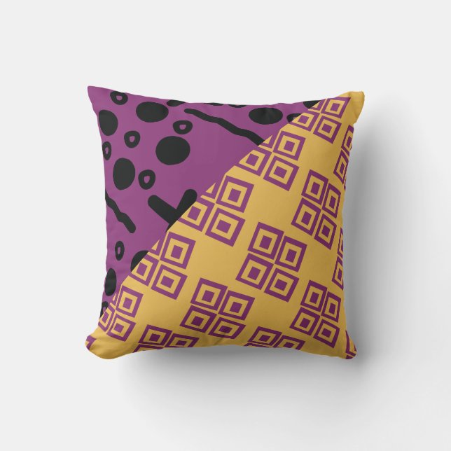 African Ethnic Orange Purple Pattern Mix Cushion (Front)