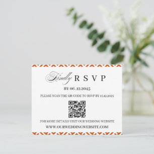African Ethnic Pattern Border QR Code Wedding RSVP Card