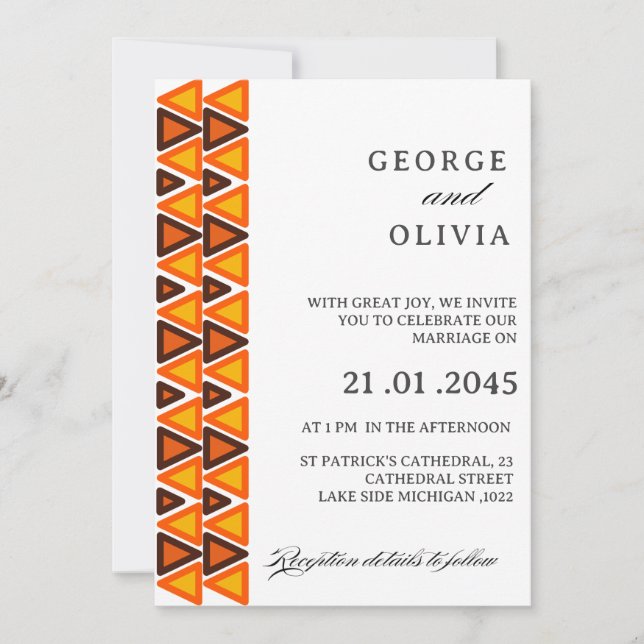African Ethnic Seamless Pattern Wedding Invitation (Front)