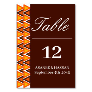 African Ethnic Seamless Texture Border Wedding Table Number