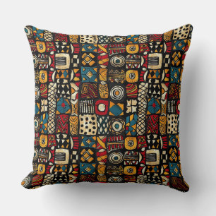African ethnic traditional ornament, tribal patter cushion