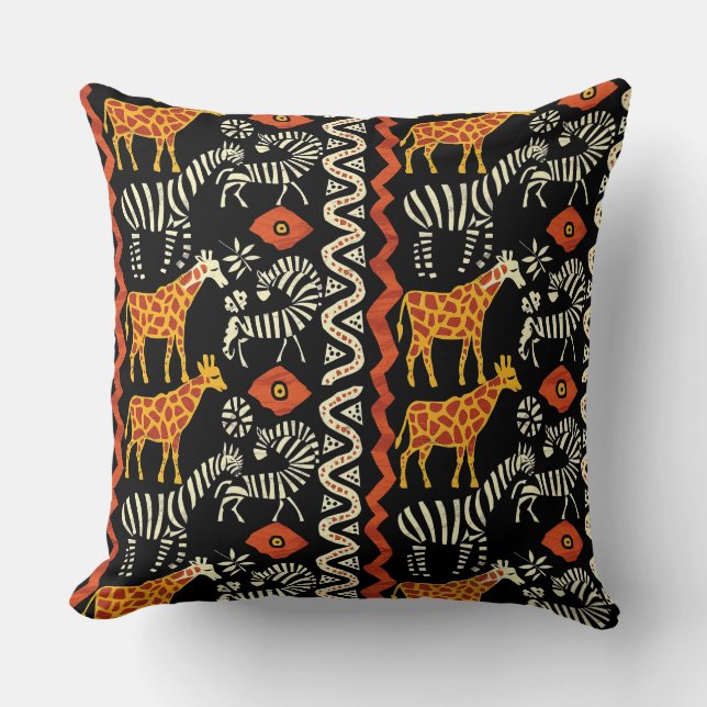 African ethnic traditional ornament, tribal patter cushion (Front)