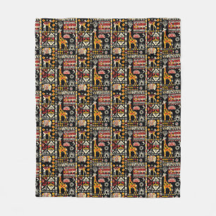 African ethnic traditional ornament, tribal patter fleece blanket