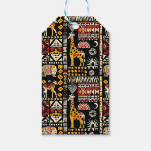 African ethnic traditional ornament, tribal patter gift tags