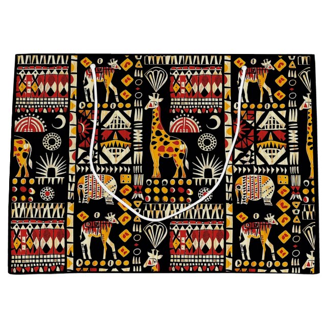 African ethnic traditional ornament, tribal patter large gift bag (Front)