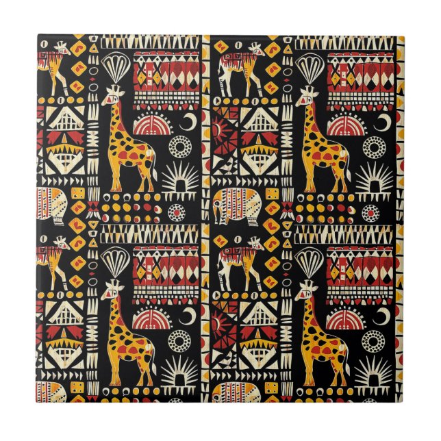 African ethnic traditional ornament, tribal patter tile (Front)