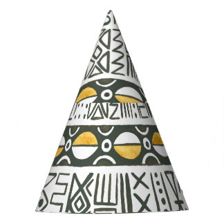 African ethnic, watercolor seamless pattern. party hat
