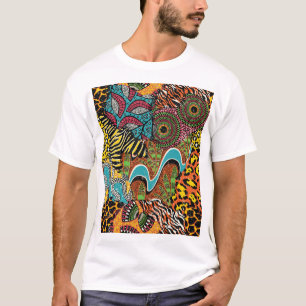 African Fabric: Wild Animal Patchwork. T-Shirt