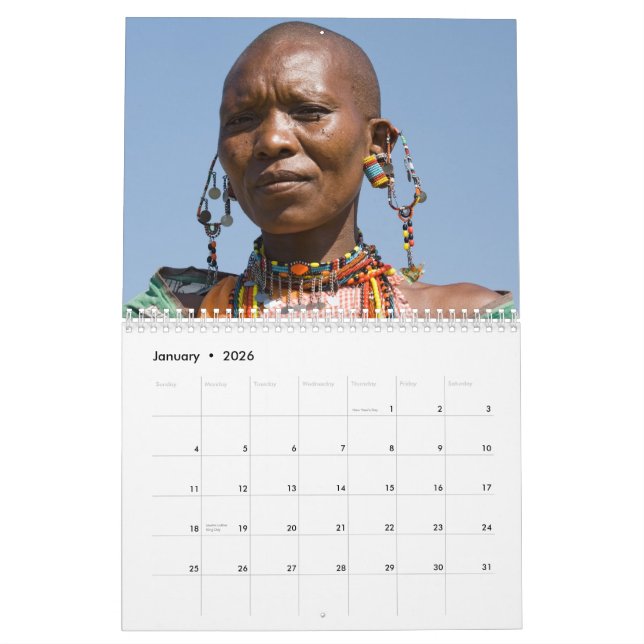 African Faces Wall Calendar (Jan 2026)