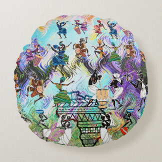 African Feast: Rhythms of Africa Round Cushion