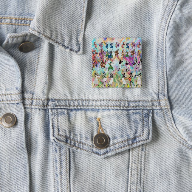African Feast: Rhythms of Unity 15 Cm Square Badge (In Situ)