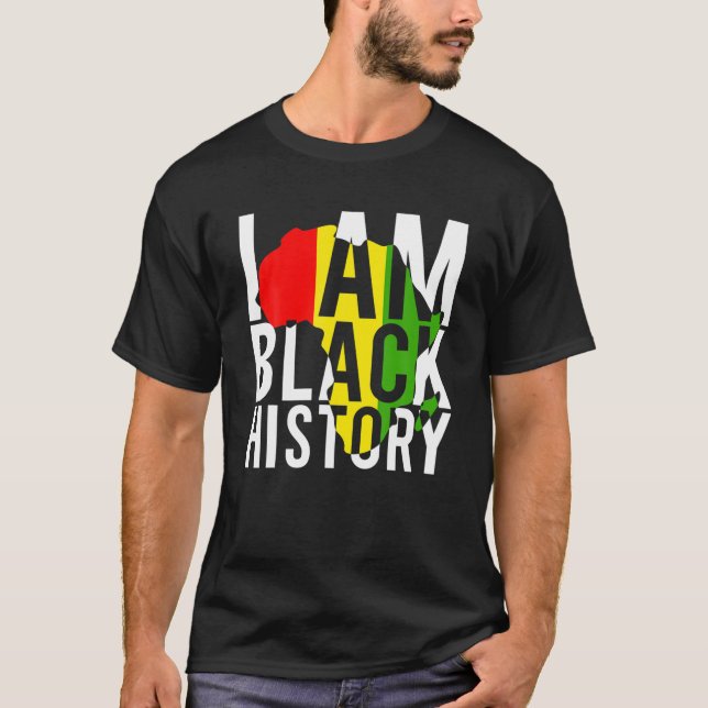 African Flag I Am Black History Black Men Women Pr T-Shirt (Front)