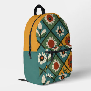 African Floral Tile Art Printed Backpack