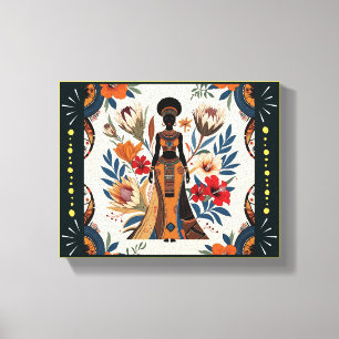 African Floral Wedding Art Canvas: Decorative Wall Canvas Print