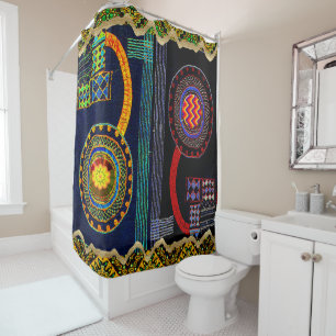 African Folk Art Flower Garden Design Shower Curtain