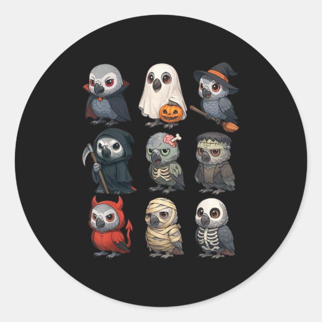 African G Parrot Bird Witch Zombie Halloween Costu Classic Round Sticker (Front)