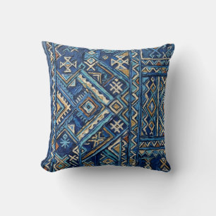 African Geometric Impasto Painting Print   Kuba Am Cushion