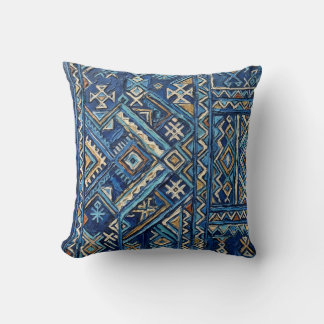 African Geometric Impasto Painting Print | Kuba Am Cushion