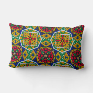 African Geometric Mosaic Ankole Style Textile Prin Lumbar Cushion