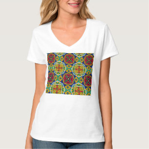 African Geometric Mosaic Ankole Style Textile Prin T-Shirt