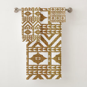African Geometric Motif  Bath Towel Set